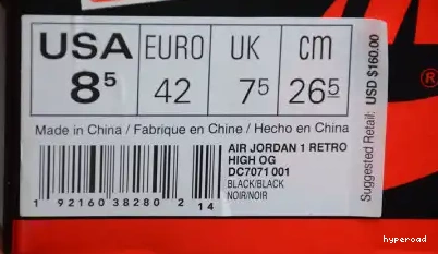 Hyperoad HIGH GYM RED RETRO BLACK 1 OG JORDAN AIR 0513